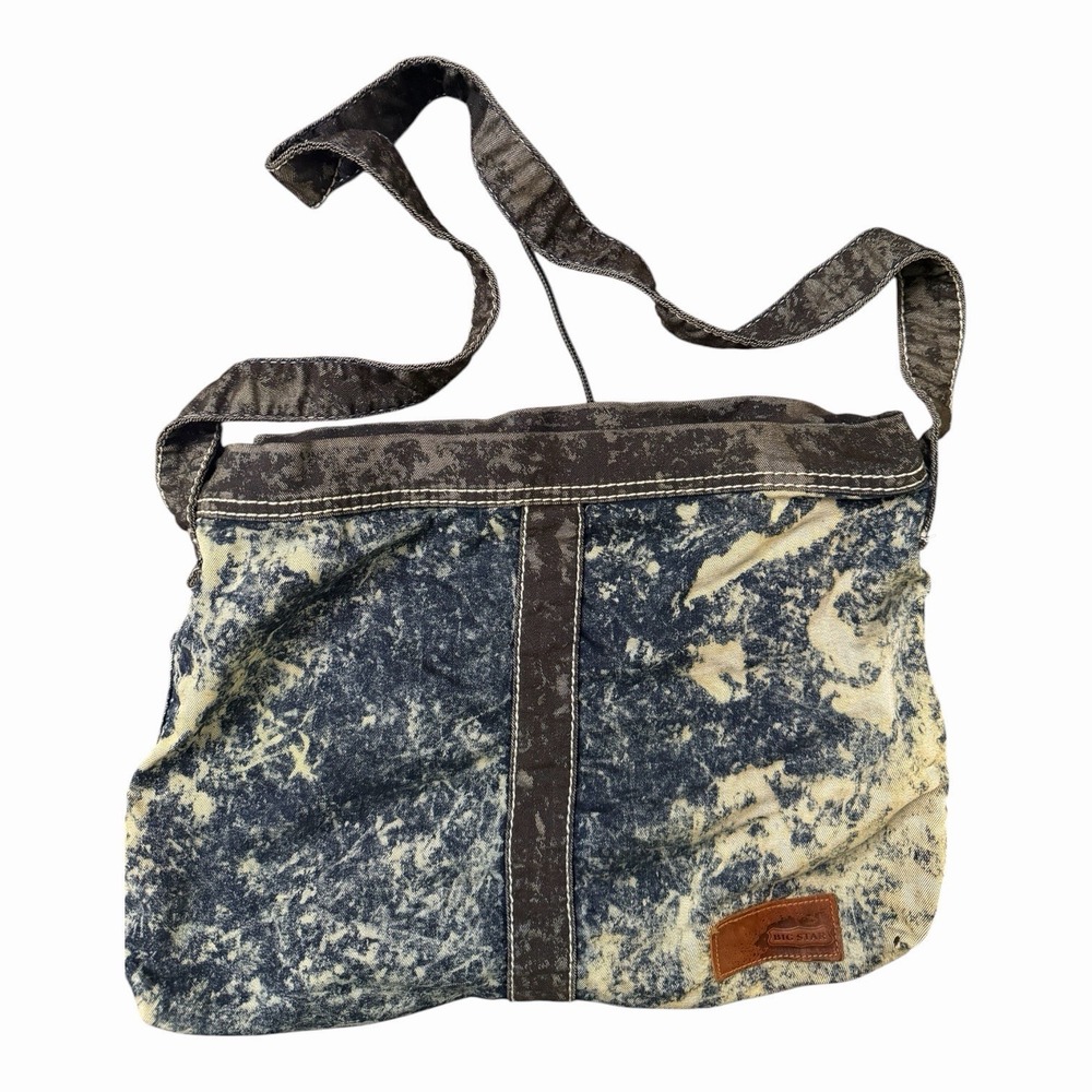 Big Star Acid Wash Denim Hobo Crossbody Shoulder Purse Distressed Y2K